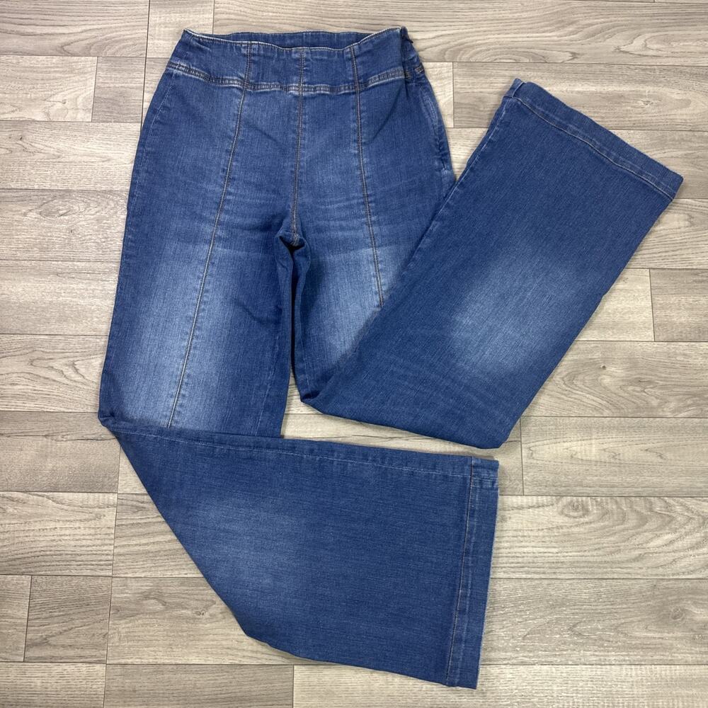 ME + EM Flare Leg Denim Jeans High Rise Medium Wash sz 26